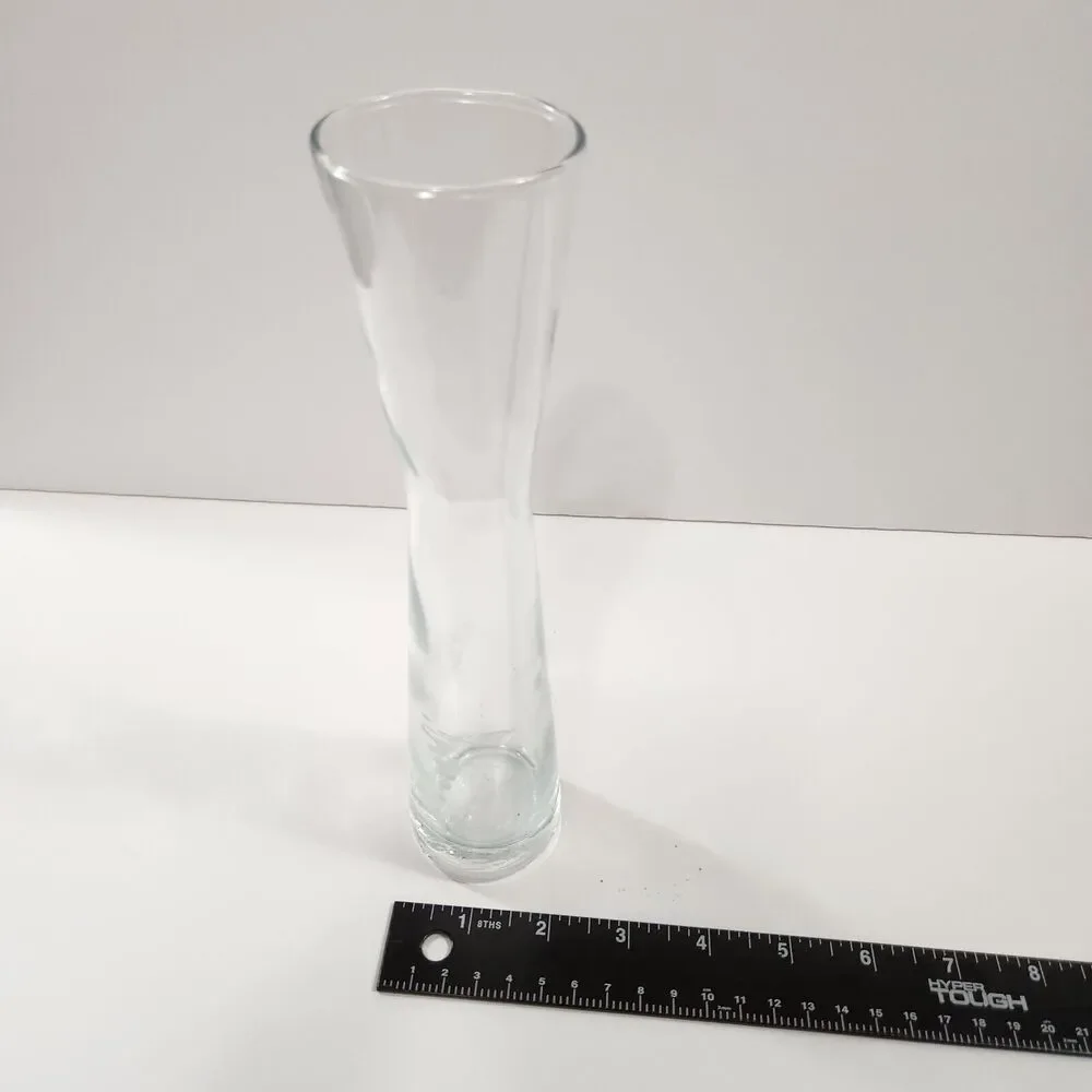 VTG Blown Glass Bud Vase Grape Etched 9.5” Tall Crystal
